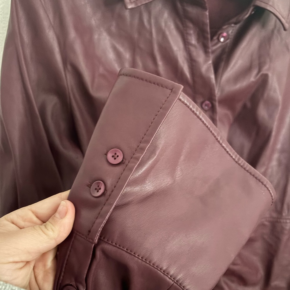 Jonathan Simkhai Louisa Deep Red Faux Leather Twist Chic Top Womens size 10 NWOT - Picture 3 of 8